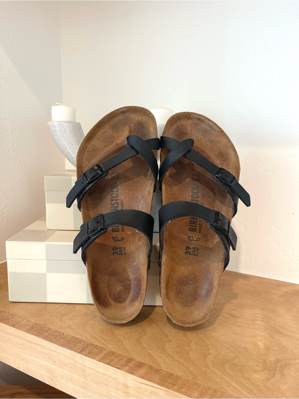 Birkenstock Mayari Black Birko Flor Criss Cross Slides or Sandals Shoes Size 39